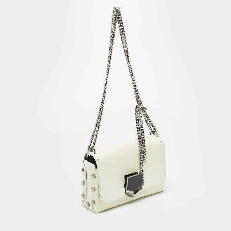 مملوكة مسبقًا Jimmy Choo Lockett City Off White Brushed Leather Shoulder Bag