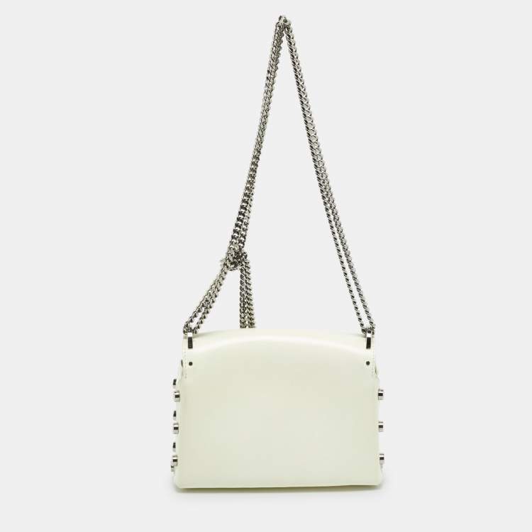 مملوكة مسبقًا Jimmy Choo Lockett City Off White Brushed Leather Shoulder Bag