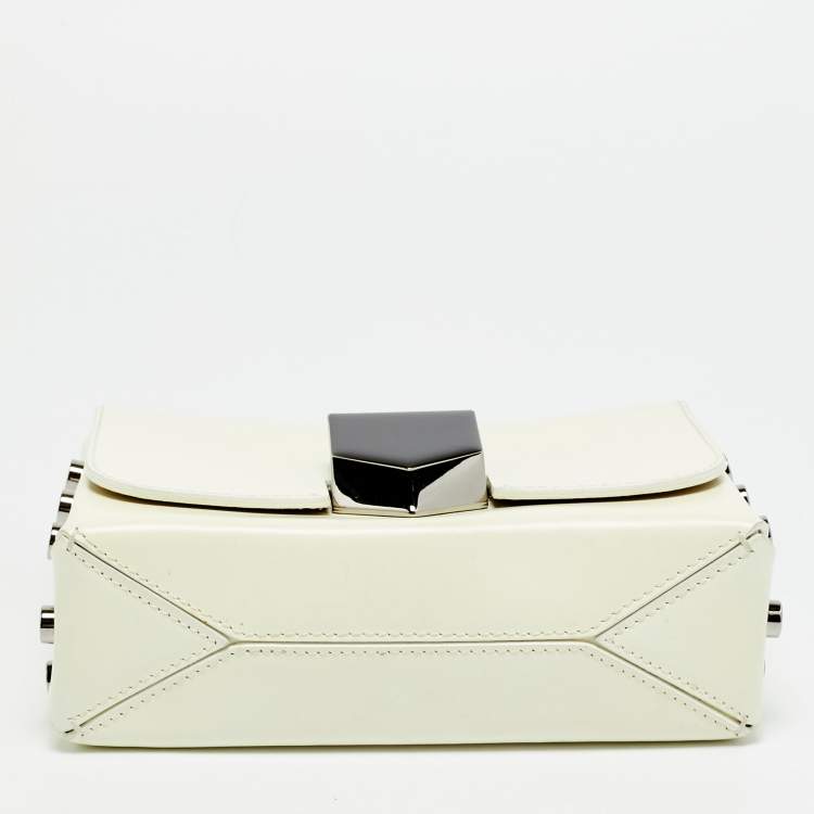 مملوكة مسبقًا Jimmy Choo Lockett City Off White Brushed Leather Shoulder Bag