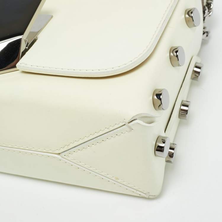 مملوكة مسبقًا Jimmy Choo Lockett City Off White Brushed Leather Shoulder Bag