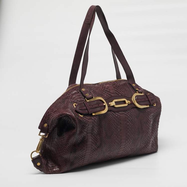 Pre Owned Jimmy Choo Purple Python and Leather Weekender