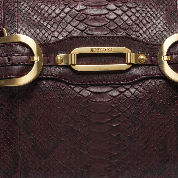 Pre Owned Jimmy Choo Purple Python and Leather Weekender