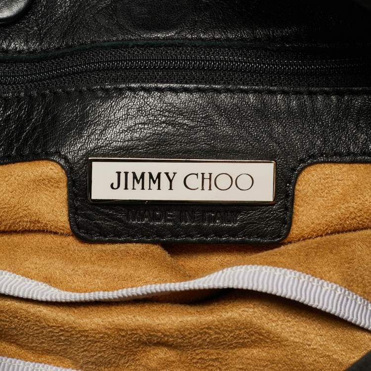 Pre Owned Jimmy Choo Saba Studded Black Leather Hobo