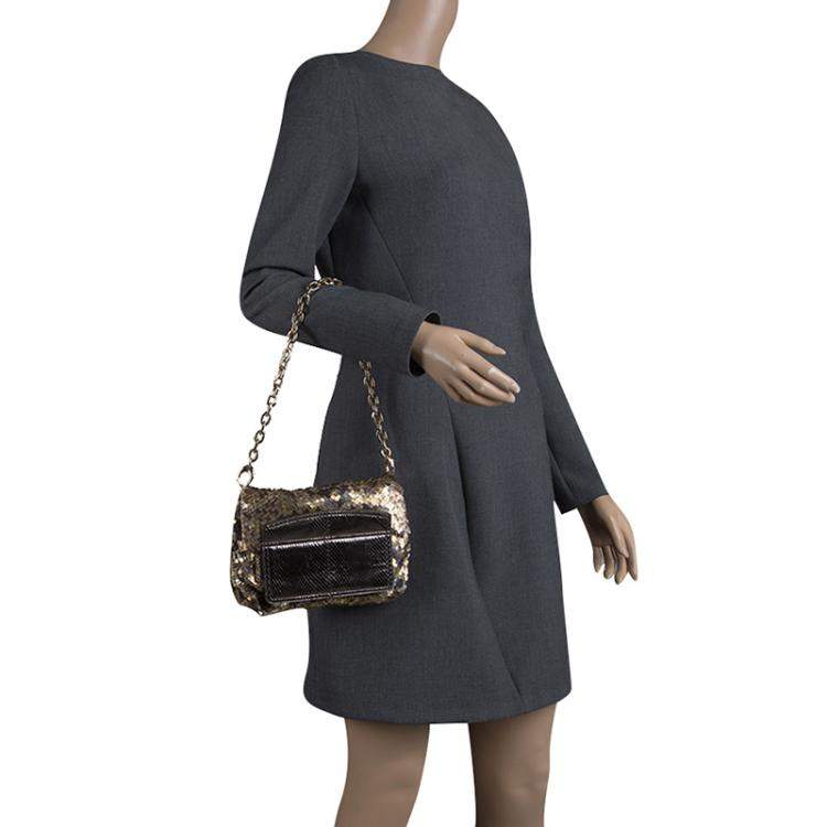 Pre Owned Jimmy Choo Metallic Multicolor Sequin Chain Shoulder Bag