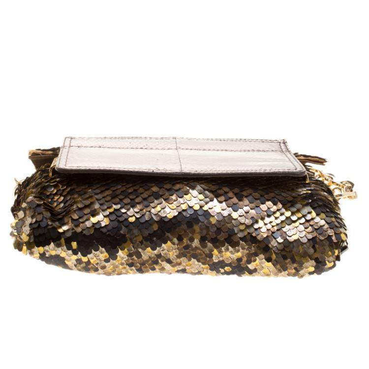 Pre Owned Jimmy Choo Metallic Multicolor Sequin Chain Shoulder Bag