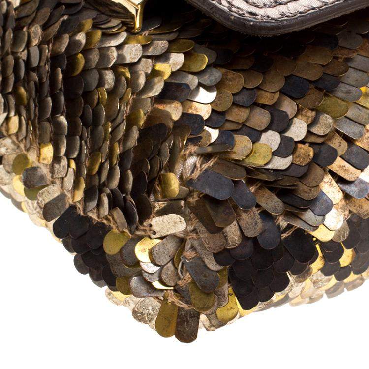 Pre Owned Jimmy Choo Metallic Multicolor Sequin Chain Shoulder Bag