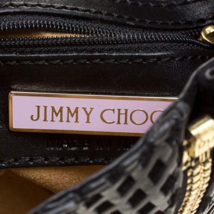 مملوكة مسبقًا Jimmy Choo Black Perforated Leather Martha Clutch