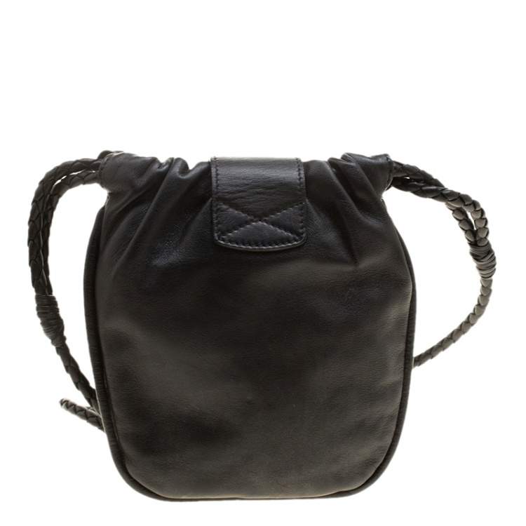 Pre Owned Jimmy Choo Black Leather Sequin Embellished Crossbody Bag