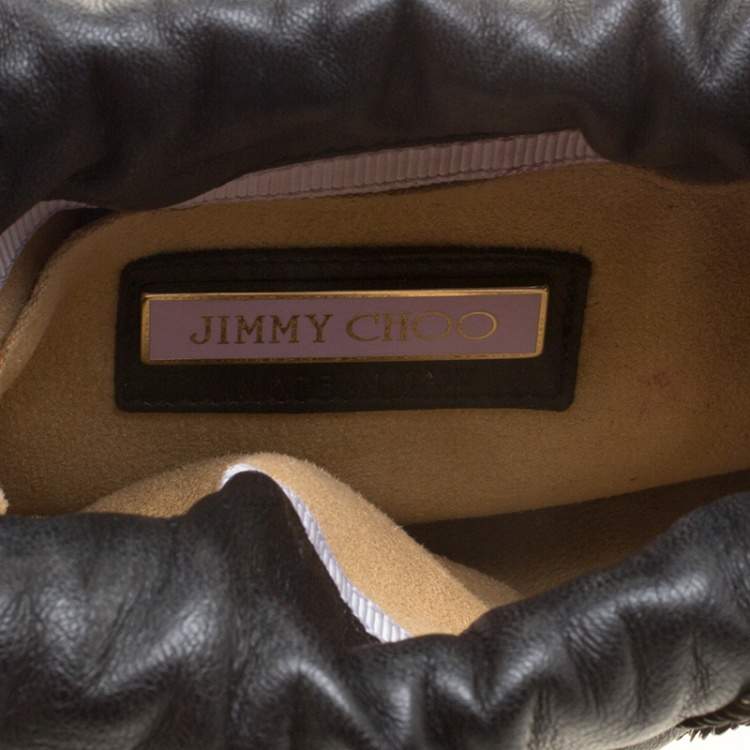 Pre Owned Jimmy Choo Black Leather Sequin Embellished Crossbody Bag