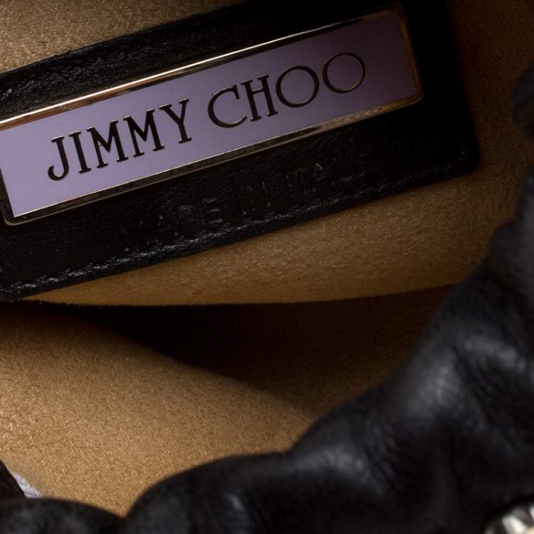 Pre Owned Jimmy Choo Black Leather Sequin Embellished Crossbody Bag