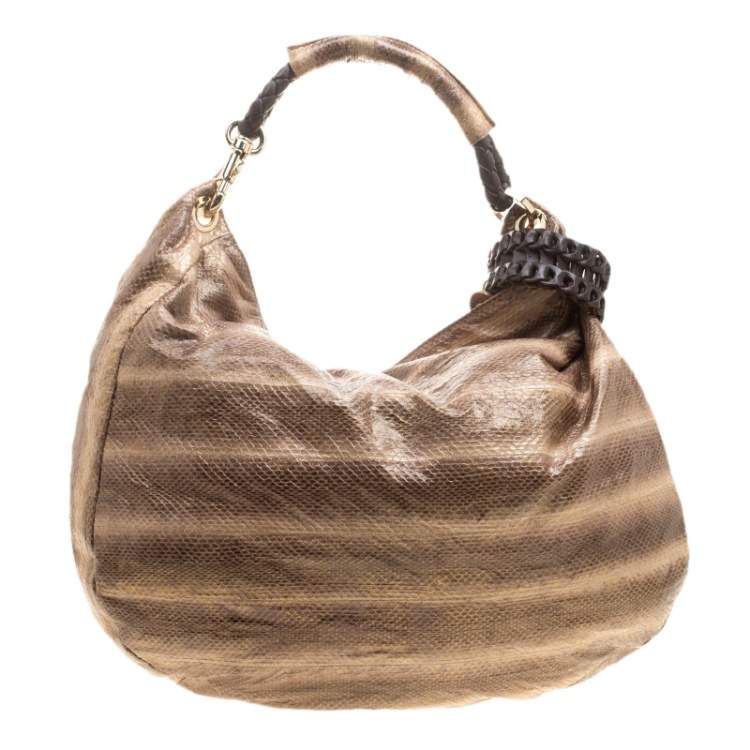Pre Owned Jimmy Choo Beige Python Large Sky Bangle Hobo