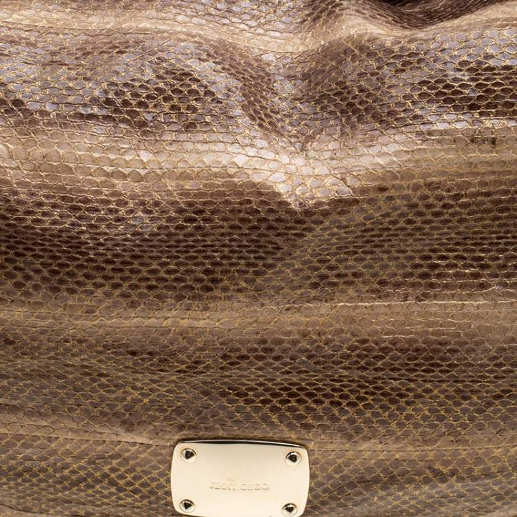 Pre Owned Jimmy Choo Beige Python Large Sky Bangle Hobo