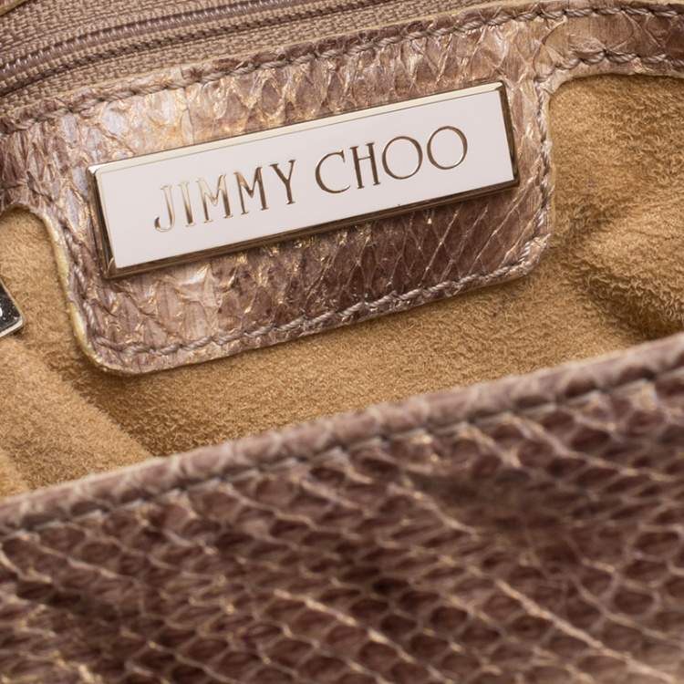 Pre Owned Jimmy Choo Beige Python Large Sky Bangle Hobo