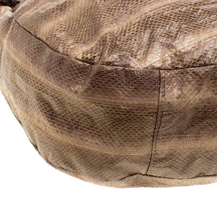 Pre Owned Jimmy Choo Beige Python Large Sky Bangle Hobo