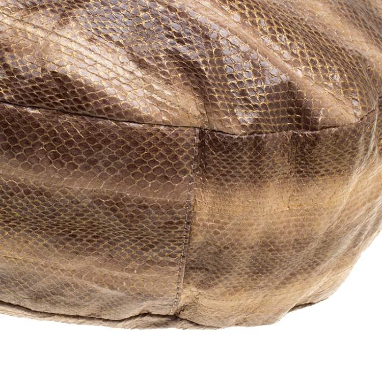 Pre Owned Jimmy Choo Beige Python Large Sky Bangle Hobo