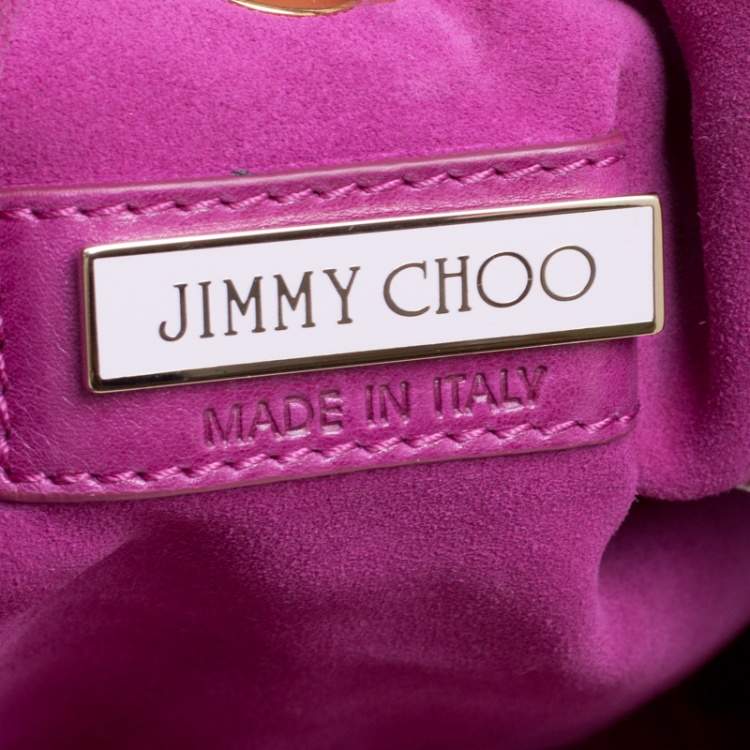 Pre Owned Jimmy Choo Hot Pink Perforated Leather  and Suede Mandah Hobo