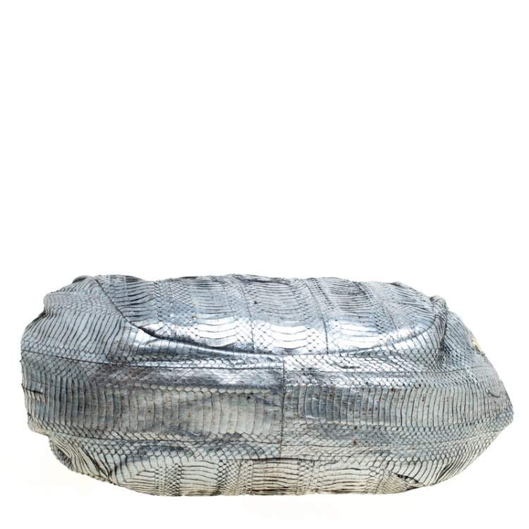 مملوكة مسبقًا Jimmy Choo Silver Python Embossed Leather Riki Tote
