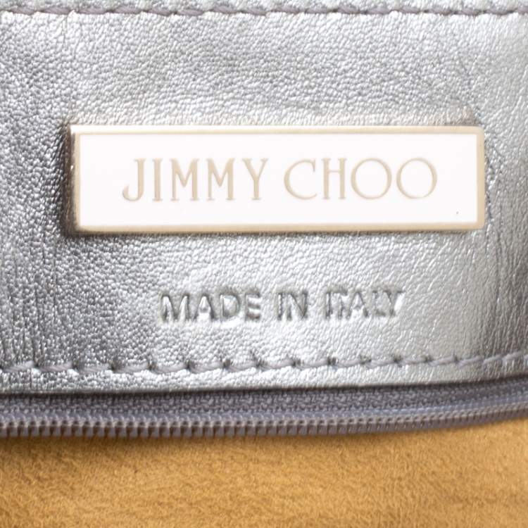 مملوكة مسبقًا Jimmy Choo Silver Python Embossed Leather Riki Tote