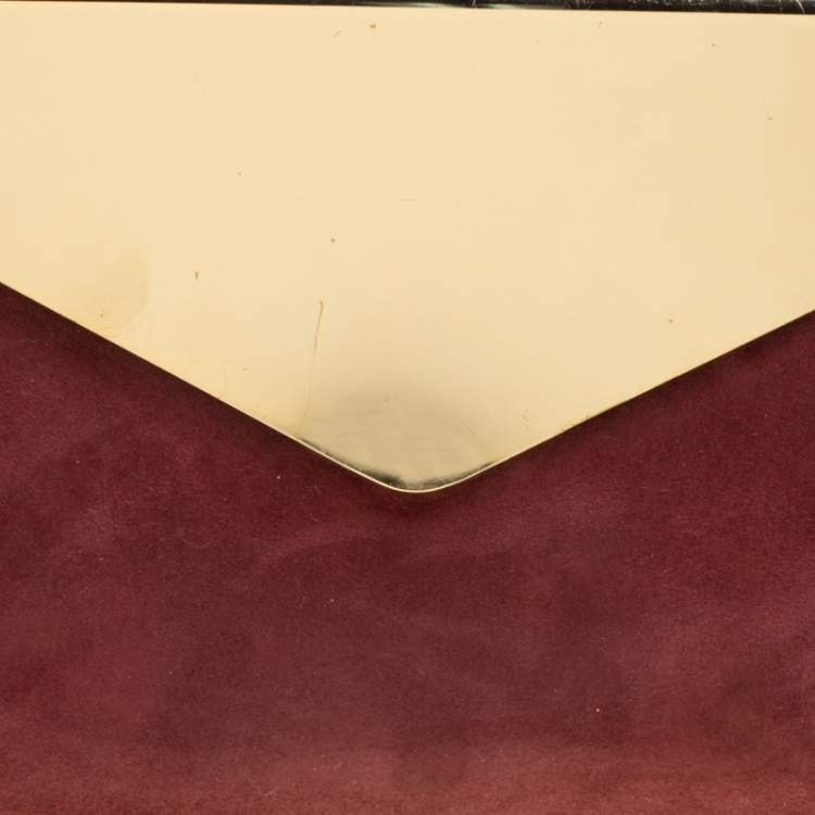 Pre Owned Jimmy Choo Burgundy Shimmering Leather Charlize Clutch