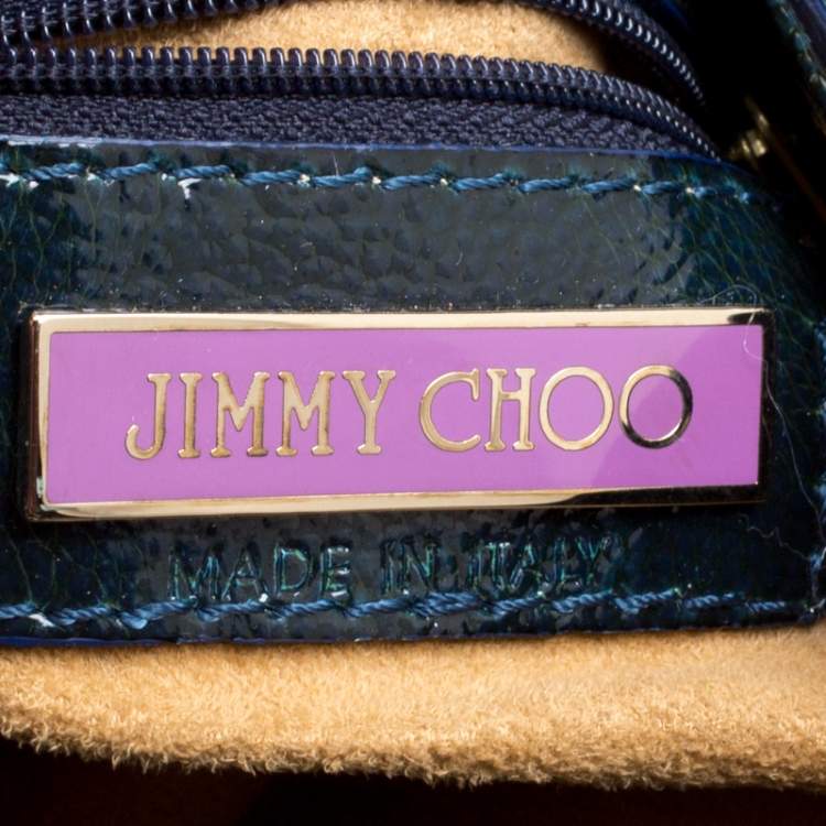 Pre Owned Jimmy Choo Sage Green/Black Patent Leather and Suede Marla Satchel