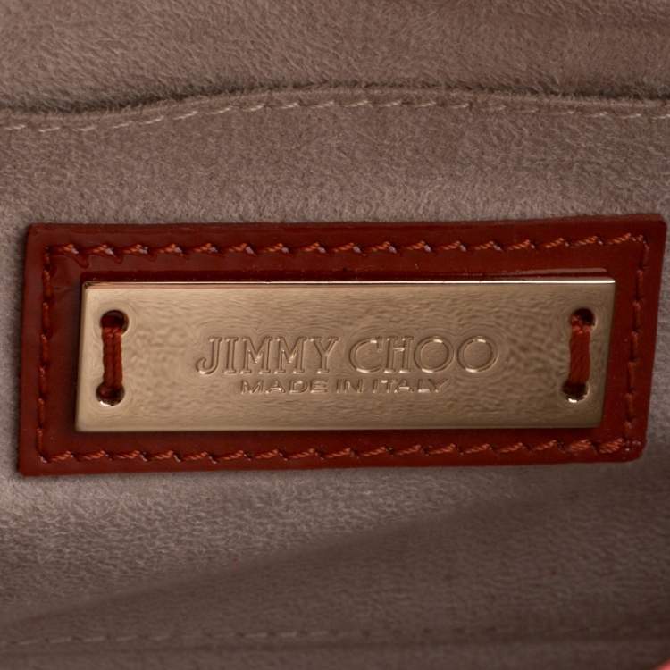 Pre Owned Jimmy Choo Cinnamon Brown Patent Leather and Suede Rebel Crossbody Bag
