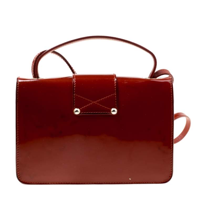 Pre Owned Jimmy Choo Cinnamon Brown Patent Leather and Suede Rebel Crossbody Bag