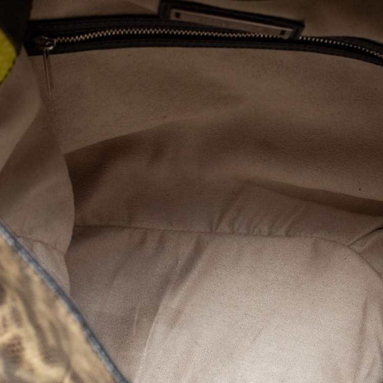 Pre Owned Jimmy Choo Beige/Green Karung and Watersnake Anna Shoulder Bag
