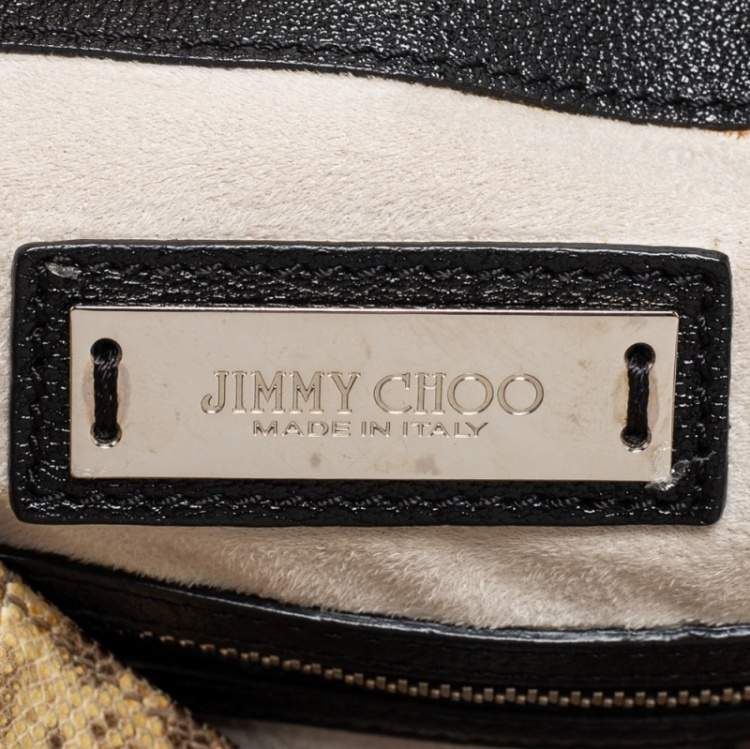 Pre Owned Jimmy Choo Beige/Green Karung and Watersnake Anna Shoulder Bag