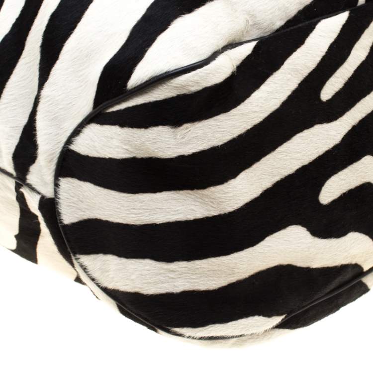 Pre Owned Jimmy Choo Multicolor Zebra Print Calfhair and Snakeskin Trim Odette Shopper Tote