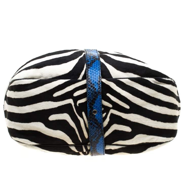 Pre Owned Jimmy Choo Multicolor Zebra Print Calfhair and Snakeskin Trim Odette Shopper Tote