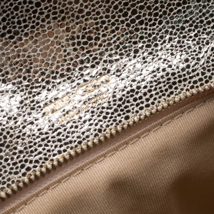 Pre Owned Jimmy Choo Gold and Silver Glitter Fabric Mini Rebel Crossbody Bag