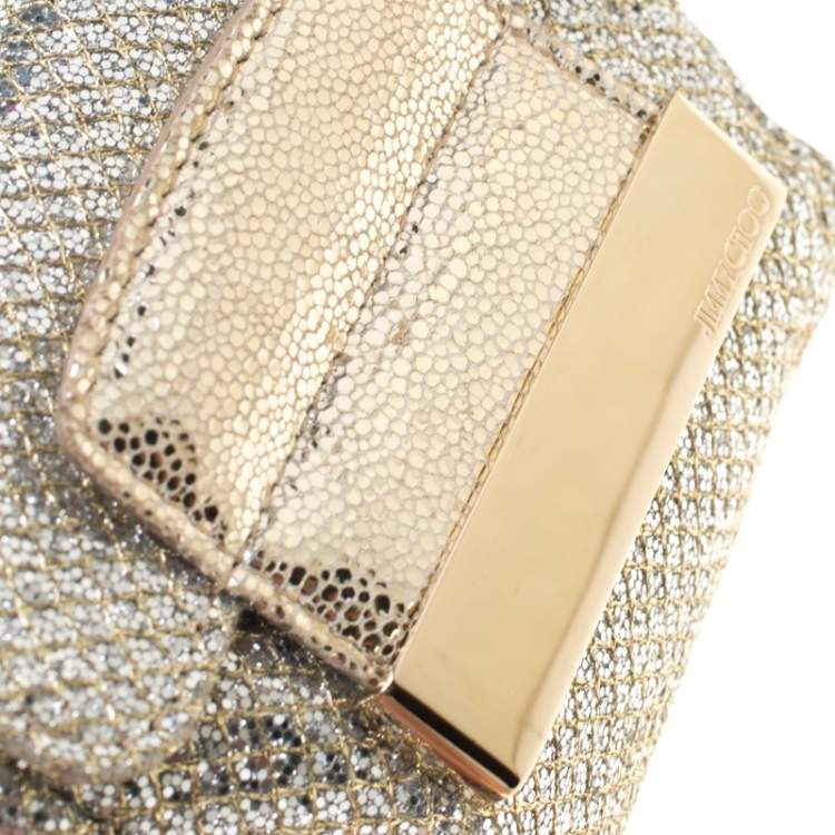 Pre Owned Jimmy Choo Gold and Silver Glitter Fabric Mini Rebel Crossbody Bag