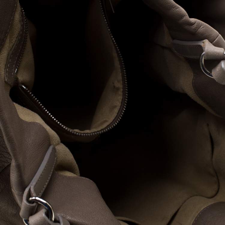 Pre Owned Jimmy Choo Taupe Leather Blare Tote 