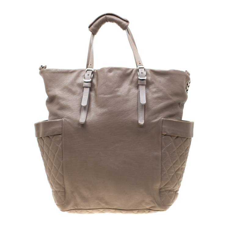 Pre Owned Jimmy Choo Taupe Leather Blare Tote 