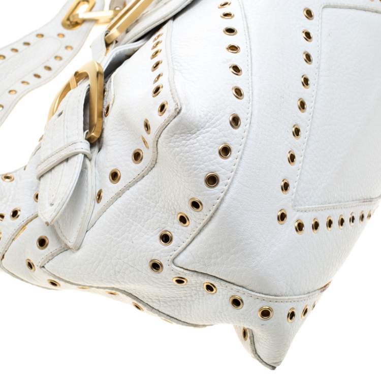 Pre Owned Jimmy Choo White Leather Tulita Hobo