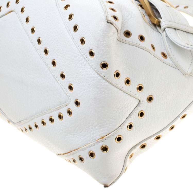 Pre Owned Jimmy Choo White Leather Tulita Hobo