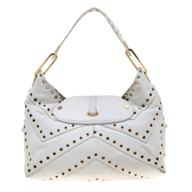 Pre Owned Jimmy Choo White Leather Tulita Hobo