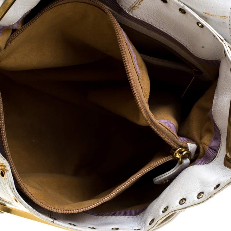 Pre Owned Jimmy Choo White Leather Tulita Hobo