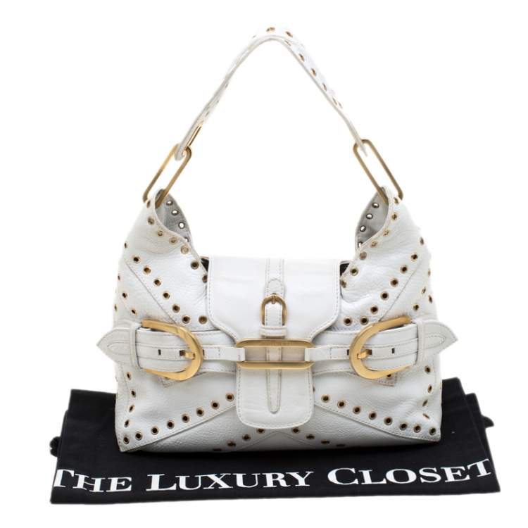 Pre Owned Jimmy Choo White Leather Tulita Hobo