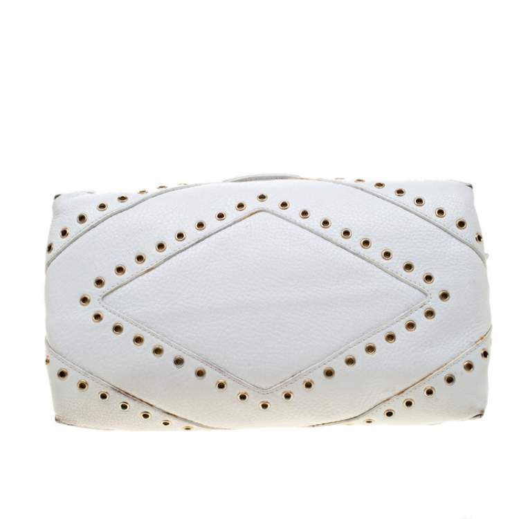 Pre Owned Jimmy Choo White Leather Tulita Hobo