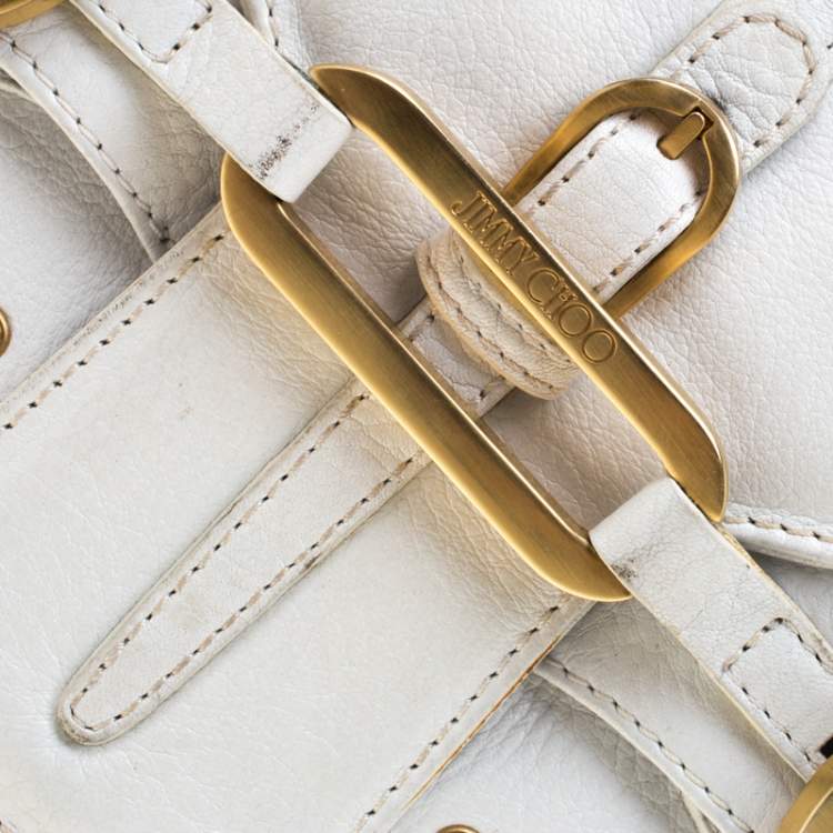 Pre Owned Jimmy Choo White Leather Tulita Hobo