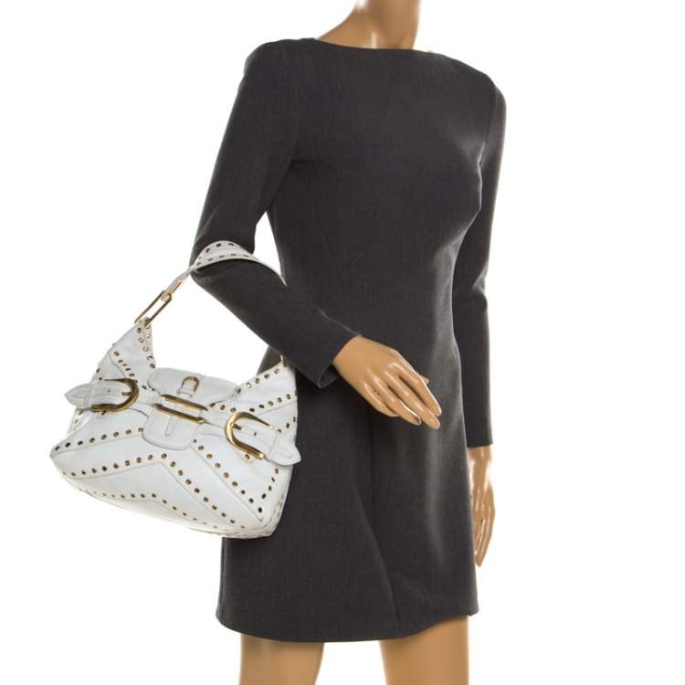 Pre Owned Jimmy Choo White Leather Tulita Hobo
