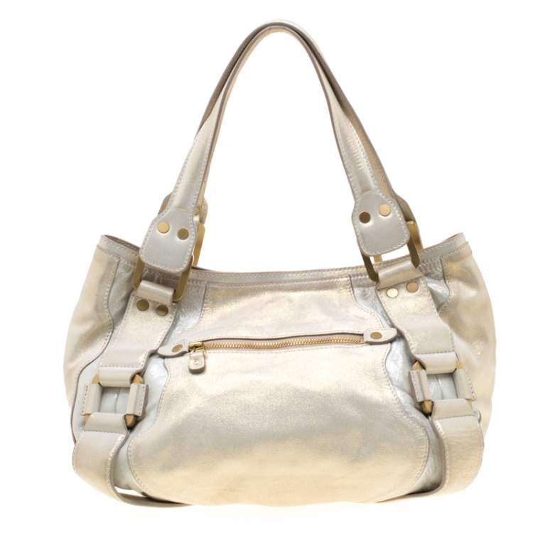 Pre Owned Jimmy Choo Metallic Leather Malena Satchel