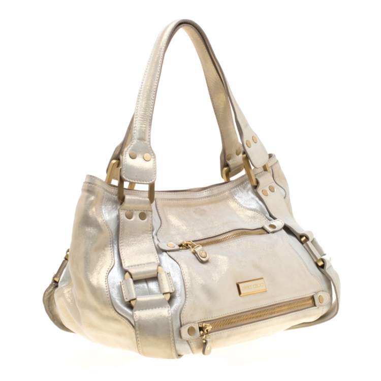 Pre Owned Jimmy Choo Metallic Leather Malena Satchel
