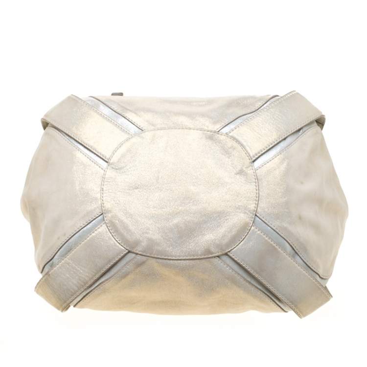 Pre Owned Jimmy Choo Metallic Leather Malena Satchel