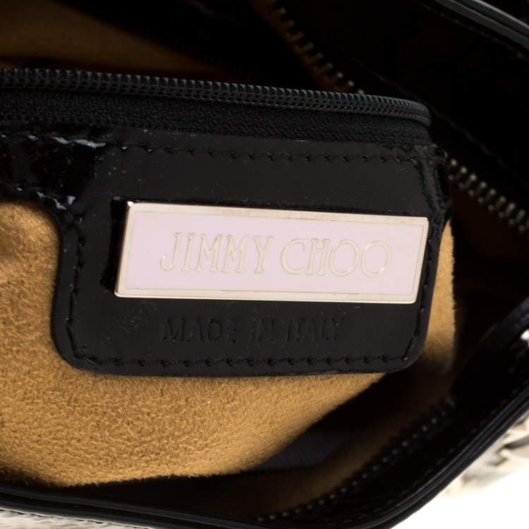 Pre Owned Jimmy Choo Black Patent Leather Small Star Studded Solar Hobo