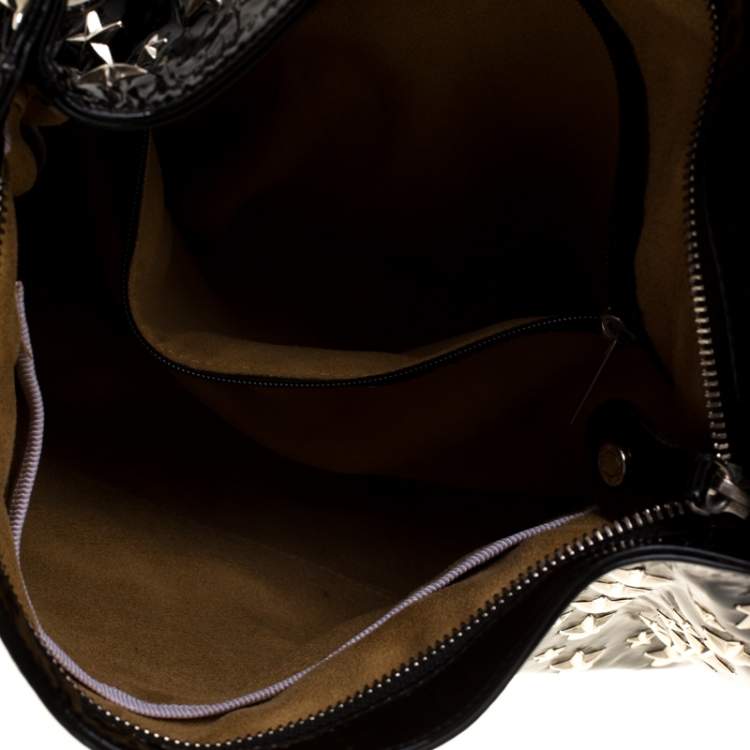 Pre Owned Jimmy Choo Black Patent Leather Small Star Studded Solar Hobo