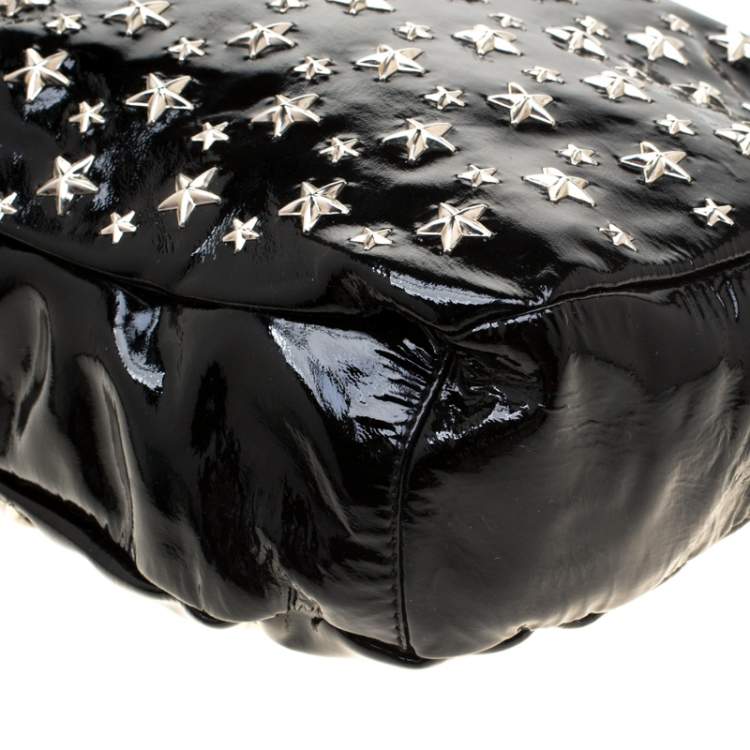 Pre Owned Jimmy Choo Black Patent Leather Small Star Studded Solar Hobo