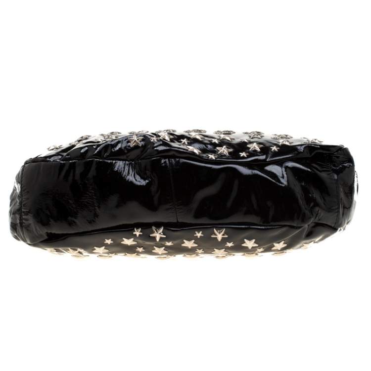 Pre Owned Jimmy Choo Black Patent Leather Small Star Studded Solar Hobo