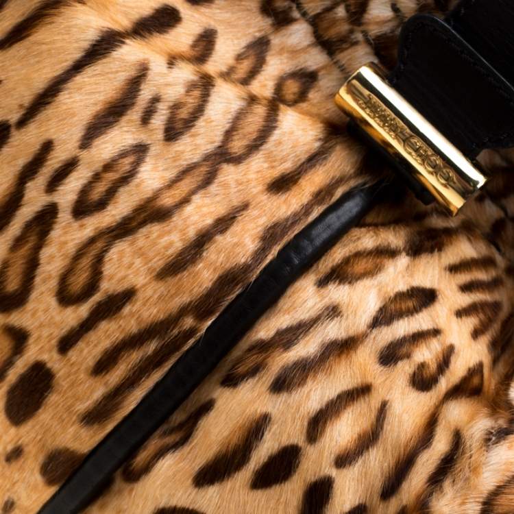 Pre Owned Jimmy Choo Brown Leopard Calfhair and Leather Tote 
